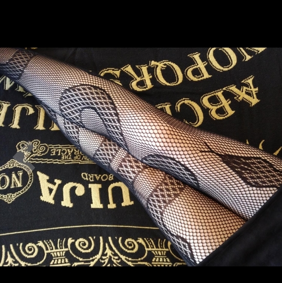 Leg Avenue Snake Serpent Goth Black Fishnet Tights - Picture 4 of 6